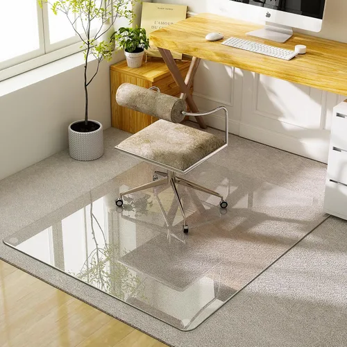 Vista 10 de GLSLAND Tapete de vidrio templado de 47 x 32 pulgadas para silla, protector de suelo resistente para alfombras y suelos duros, resistente a