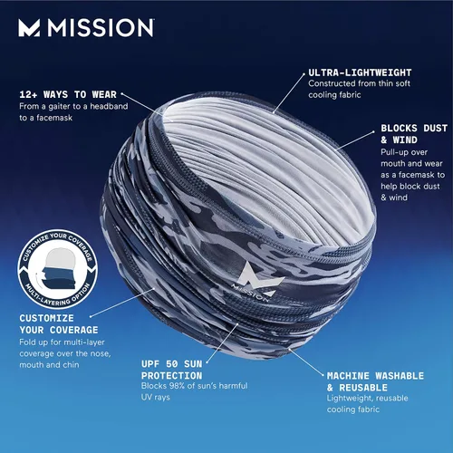 Vista 3 de MISSION Cooling Neck Gaiter 12 Ways To Wears Face Mask UPF 50 Cools when Wet