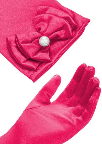 Vista 6 de AUHOKY 4 pares de guantes largos de princesa para niñas pequeñas, con lazos formales, edad 3-8 4