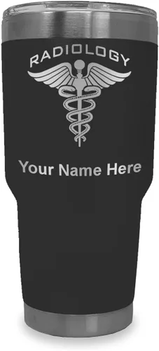 Vista 30 de LaserGram Vaso personalizado de 20 onzas, radiología (negro) Regalo grabado para radiólogos, acero inoxidable aislado al vacío, grabado con láser