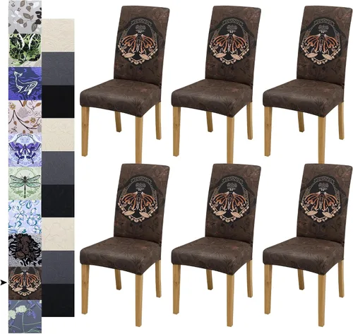 Vista 65 de Fundas para Sillas de Comedor, Juego de Fundas para Sillas de Comedor de 4 Piezas, Fundas Elásticas para Sillas de Cocina, Fundas para Sillas