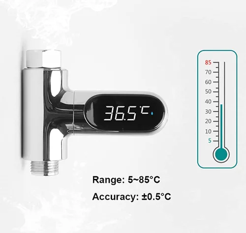 Vista 11 de Termómetro de ducha con pantalla digital LED para baño de bebé, baño, cocina Real-Time Display, No-Battery Required, Fahrenheit or Celsius Mode