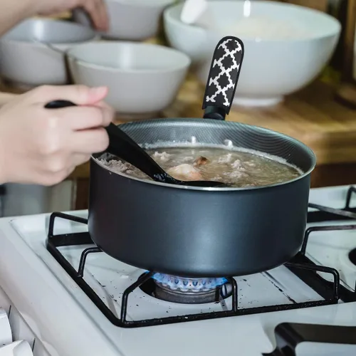 Vista 6 de 3 piezas de funda para mango de olla caliente para cocina, resistente al calor, soporte de manga de mango caliente, funda de hierro fundido, funda