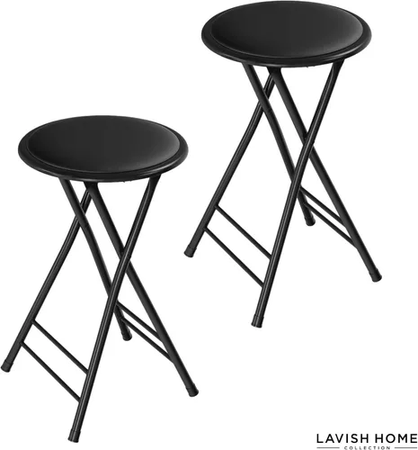 Vista 8 de Lavish Home Taburete plegable con asiento acolchado sin espalda, juego de 2