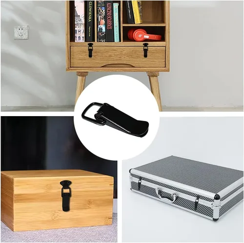 Vista 5 de 4Pack Black Spring Loaded Toggle Latch for Cabinet, Wooden Case, Box, Chest Negro
