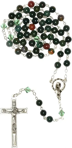 Vista 3 de Rosario de oración católica con piedras preciosas Incluye "Cómo rezar el rosario", bolsa de rosario y significado de piedras preciosas
