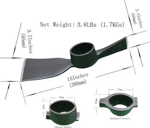 Vista 2 de Cortador de mattock forjado resistente, cabeza de azada de pico poderoso, cortador de púa Mattock 3.8LB
