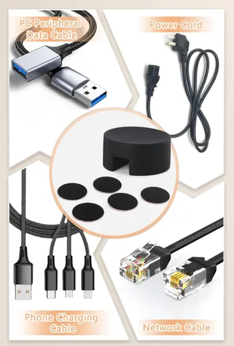 Vista 2 de Maveek Soporte magnético para cables, 5 unidades, clips de cable fuertes, placa de metal, organizadores de alambre adhesivo para mesita de noche