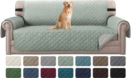 Vista 27 de H.VERSAILTEX Funda de sofá resistente al agua para sofá de 3 cojines, reversible, protector de muebles acolchado con correa elástica, funda de sofá