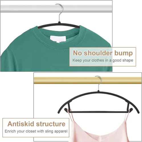 Vista 4 de Paquete de 50 perchas ergonómicas de plástico curvas, diseño sin golpes, agarre antideslizante para telas delicadas, perchas de ropa resistentes