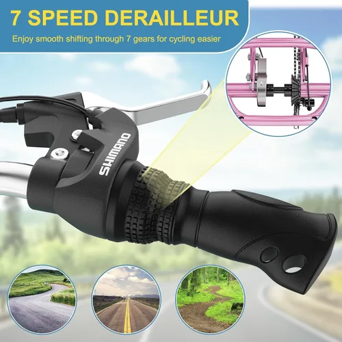 Vista 4 de NAIZEA Triciclo plegable para adultos, 7 velocidades, 20/24/26 pulgadas, triciclo plegable para adultos, bicicleta de 3 ruedas, triciclo plegable