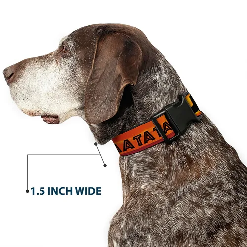 Vista 7 de Buckle-Down Collar de clip de plástico, diseño de Rey León HAKUNA MATATA Sunset Oranges/Negro, 1 pulgada de ancho, se adapta a cuello de 9 a 15