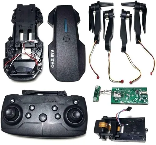Vista 5 de RC Quadcopter Spare Part Propeller Protective Frame Body Shell Motor Receiver Controller for E88 EVO Drone(Black arm)