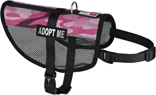 Vista 45 de Dogline MaxAire - Chaleco de malla para perros de 13 a 16 pulgadas y 2 parches extraíbles Adopt Me, talla S, color negro