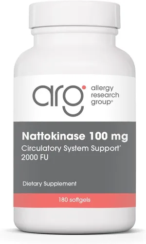 Vista 9 de Allergy Research Group - Suplemento Nattoquinasa NSK-SD 2000 FU, 100mg - Salud Cardiovascular/Circulatoria - 60 cápsulas blandas Nattokinase