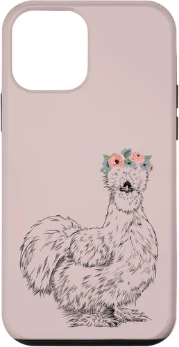 Vista 16 de Silkie Chicken with Floral Headband Farm Animal Funda para iPhone 17