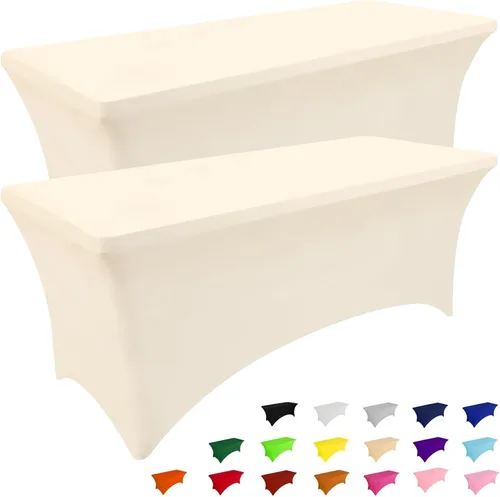 Vista 16 de Smiry Paquete de 2 Manteles de Spandex de 6 Pies, Manteles Elásticos Ajustables Extensibles, Lavables y Sin Arrugas, Cubierta Rectangular para Mesa