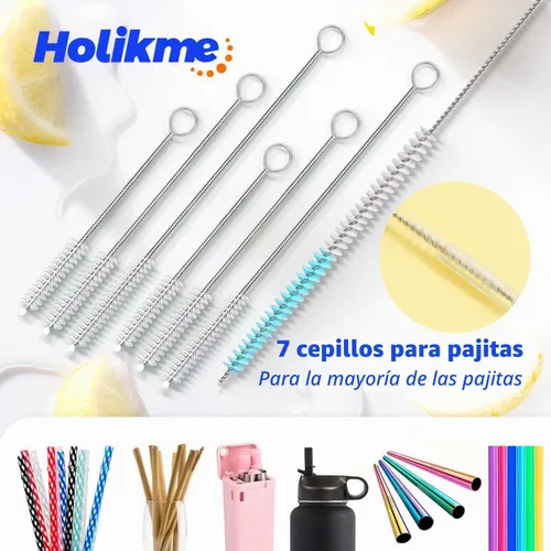 Vista 5 de Holikme Juego de Cepillos para Tubos de Limpieza de Botellas con Lab con Mango Largo, Limpiador de Tazas para Lavar Botellas de Cuello Estrecho Azul