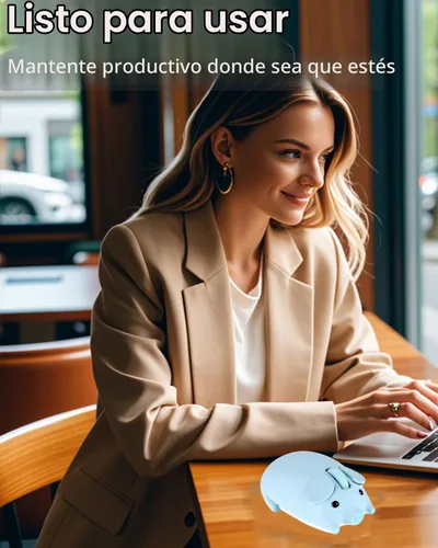 Vista 6 de Ratón inalámbrico lindo cerdo Bluetooth y USB modo dual, ratones silenciosos portátiles compactos azules divertidos