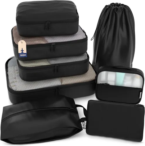 Vista 31 de Shacke Juego de 5 cubos de embalaje para viajes con bolsa de lavandería Juego de 5 - Air Black