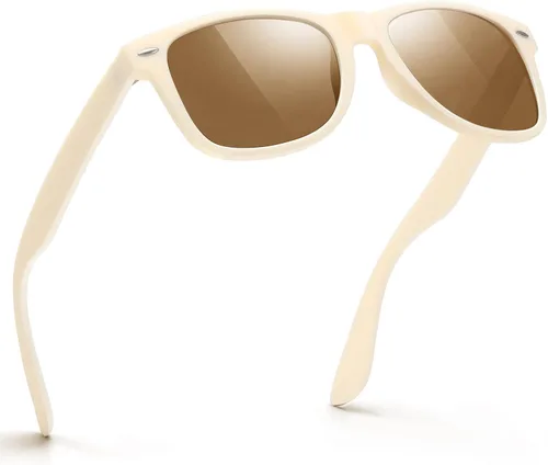 Vista 65 de FEIDUSUN Lentes de sol polarizados para hombre y mujer, lentes de sol retro negros para conducir, pescar, protección UV