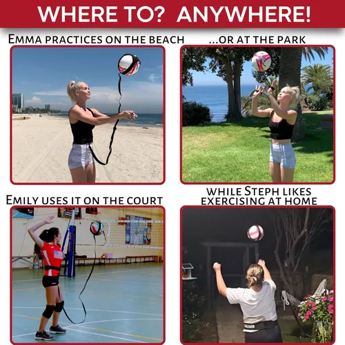 Vista 8 de OVANTO Volleyball Training Equipment Aid – Adjustable Practice Volleyball Kit