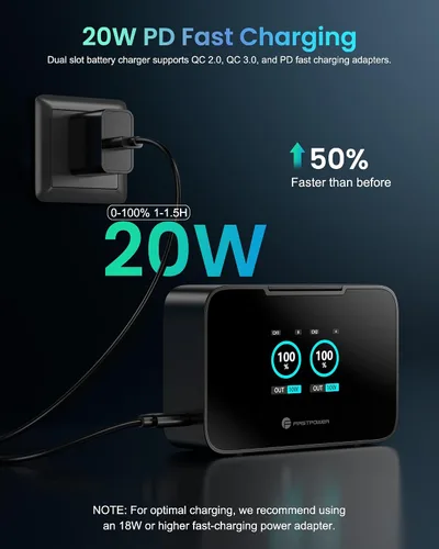 Vista 3 de FirstPower Batería LP-E17 y cargador rápido dual actualizado de 20 W para Canon EOS R100 R50 R10 R8 RP, Rebel T8i T7i T6i T6s SL2 SL3, Powershot V1