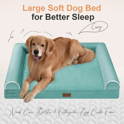 Vista 2 de NANUYA - Cama ortopédica para perros de tamaño mediano/grande, lavable: Camas con almohada para perros de tamaño mediano/grande, sofá de espuma