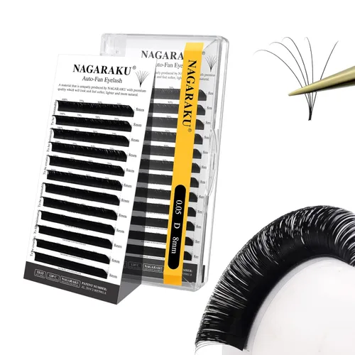 Vista 44 de NAGARAKU Easy Fan - Extensiones de pestañas prefabricadas en abanico de 3 capas, pestañas autoflorecientes de mega volumen, pestañas automáticas