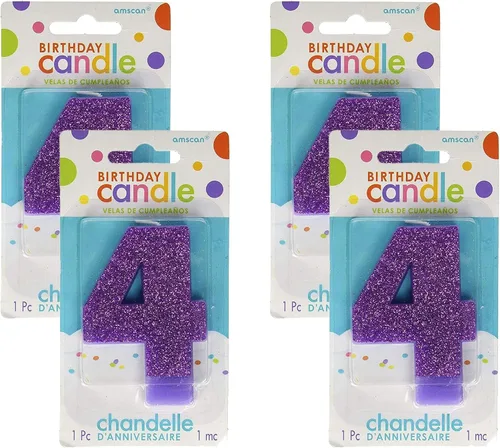 Vista 9 de Caribbean Blue # 0 cumpleaños Glitter 3.25" Vela