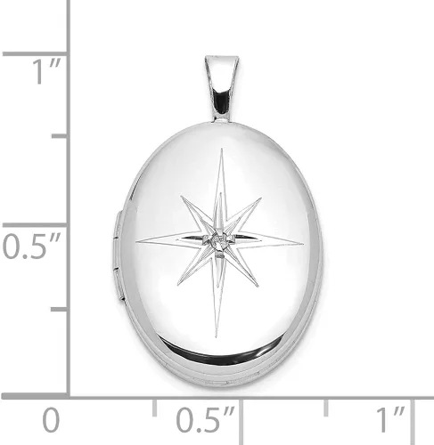 Vista 3 de Auriga Fine Jewelry Colgante y dije ovalado de plata de ley 925 con diamantes rodiados en forma de estrella (L-0.972in, W-0.589in), regalo