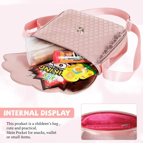 Vista 6 de Lanola Regalos para niñas pequeñas, lindo bolso cruzado de hombro con conchas marinas