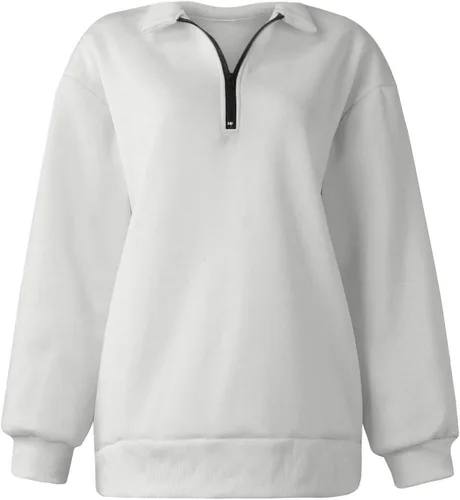 Vista 4 de Ceboyel Sudadera de gran tamaño con cremallera de un cuarto para mujer, sudadera con capucha Y2K para otoño, ropa de moda 2023