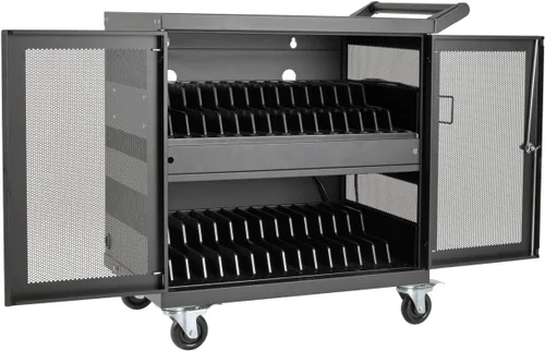 Vista 16 de Tripp Lite Estación de almacenamiento de carrito de carga móvil de CA de 21 puertos para Chromebooks, iPads, portátiles, tabletas, negro (CSC21AC)