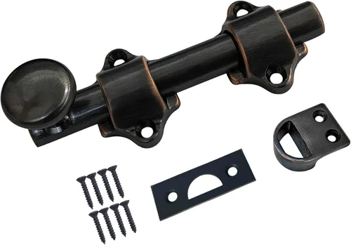 Vista 3 de QCAA Perno de puerta holandés de latón macizo, 12 pulgadas, negro mate, fabricado en Taiwán, 1 paquete