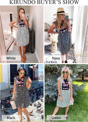 Vista 4 de KIRUNDO Vestido corto de verano de leopardo de cuello en V bohemio sin mangas holgado