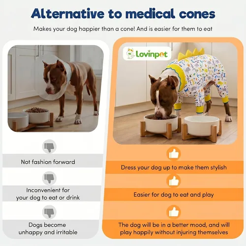 Vista 6 de LovinPet Pijamas para perros grandes, pijama para perros grandes, antilamer la ansiedad, mameluco de recuperación quirúrgica, pijamas para perros