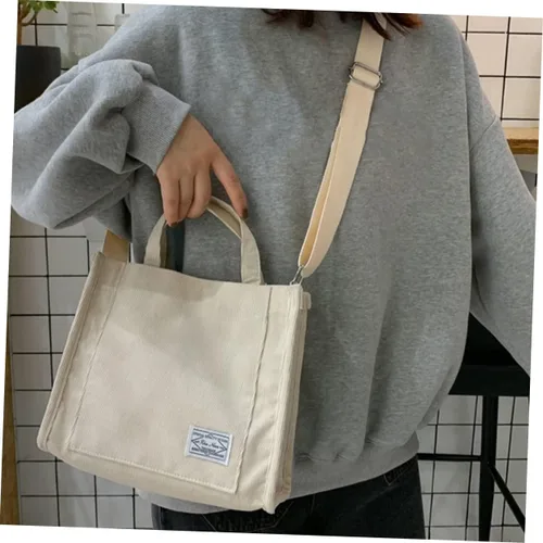 Vista 3 de PACKOVE Bolsas de hombro de paja para mujer, mini bolsa de mano para escuela, lindas bolsas de mano de pana