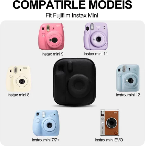 Vista 2 de XANAD Funda rígida compatible con Fujifilm Instax Mini 12/11/10/9/8/7/7+ / EVO y para cámara instantánea Fujifilm Instax Mini 99 con correa