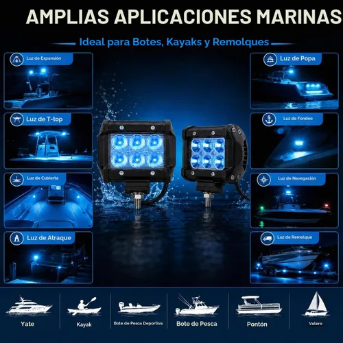 Vista 4 de Shangyuan Pontón - Luz de acoplamiento para barcos - Esparcidor LED marino y luces de navegación, azul, 2 piezas azul (2pcs blue)