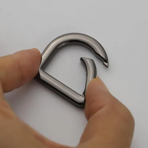 Vista 2 de 2 llaveros de resorte de metal semicírculo, clip de ganchos de resorte, hebilla de llavero de resorte, anillo plano en D para monederos (negro)