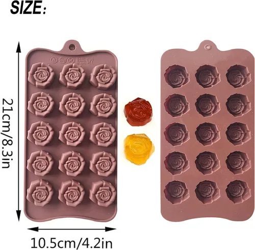 Vista 2 de Paquete de 2 moldes de silicona para el día de San Valentín, moldes de caramelo de chocolate, moldes de rosa para hornear, bandeja de silicona