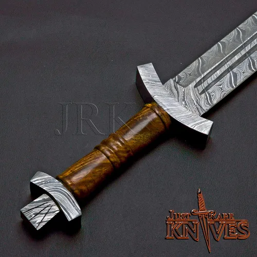 Vista 3 de Edición especial de EE. UU.: Hoja de acero de Damasco por encargo de 24 ", espada de daga ranurada de sangre doble (JRK72)