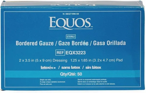 Vista 2 de EQUOS Gasa con bordes estériles, apósito de gasa con borde de 2 x 3 pulgadas