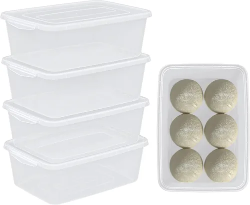 Vista 9 de Paquete de 4 cajas de prueba de masa transparente de 14 L, contenedor de almacenamiento de pizza para alimentos