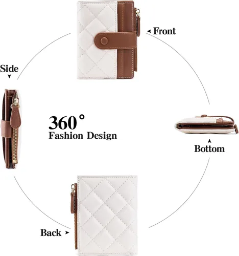 Vista 4 de GAEKEAO Billetera pequeña para mujer, de piel plegable, con bloqueo RFID, tarjetero para tarjetas de crédito, bolsillo con cremallera, monedero