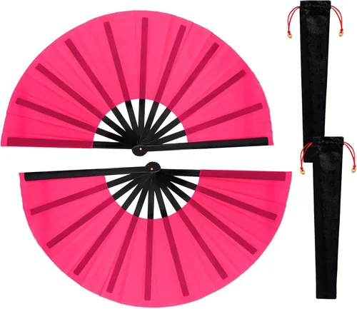 Vista 16 de Nydotd Paquete de 2 ventiladores plegables de mano grandes para fanáticos rave, tela de nailon plegable con funda de soporte para hombres y mujeres