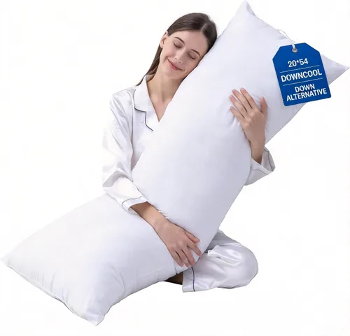 Vista 27 de DOWNCOOL Relleno de almohada de cuerpo completo de lujo con funda de fibra, almohada corporal ultrasuave para dormir, inserto de almohada de cama