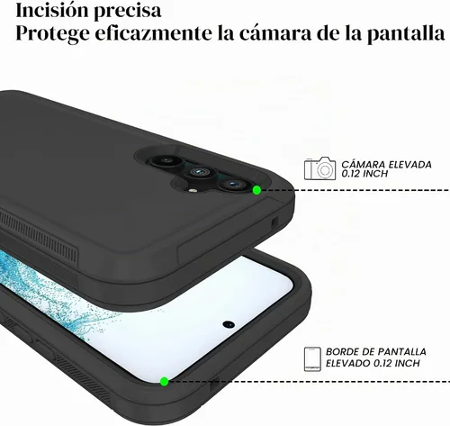 Vista 5 de Funda para teléfono Qinmay para Samsung Galaxy A54 5G con protector de pantalla HD, funda de 3 capas resistente a golpes y caídas para Galaxy A54