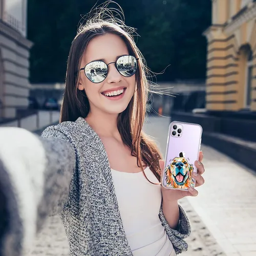 Vista 5 de Compatible con iPhone 14 Pro Max, funda para teléfono con diseño de acuarela de perro Golden Retriever, funda de TPU suave a prueba de golpes